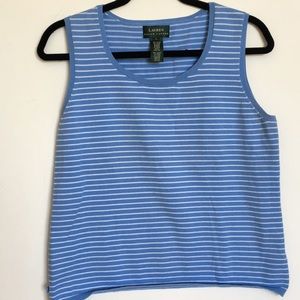 Lauren Ralph Lauren blue white striped tank shell